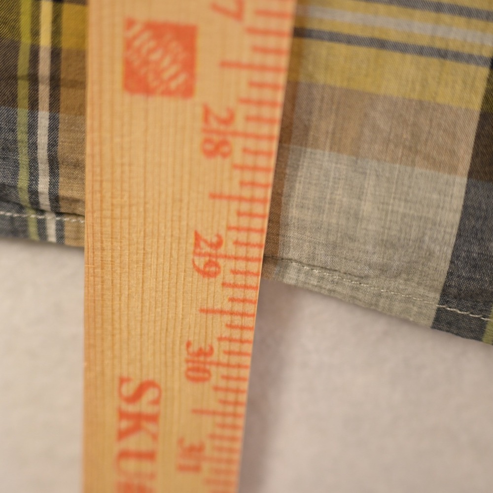 Banana Republic Mens XL Untucked Slim Yellow Plaid Button Down Shirt Long Slv - Picture 6 of 6